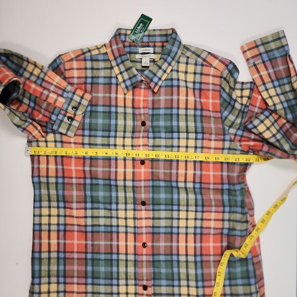 L.L.Bean Plaid Flannel Shirt Relaxed Fit Cotton Multicolor Outdoor Women's L - Picture 5 of 10